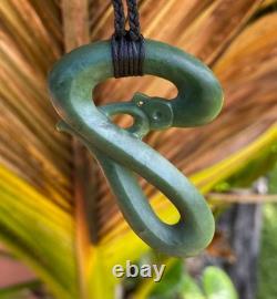 Hand Carved Dallas Crombie Nz Inanga Pounamu Nephrite Jade Maori Taniwha Dragon