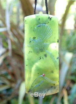 Hand Carved Fantail Bird Jasper Ladybird Nz Pounamu Greenstone Flower Jade Toki