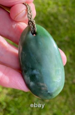 Hand Carved J Kerwin Maori Blue Inanga Greenstone Nephrite Jade Roimata Teardrop