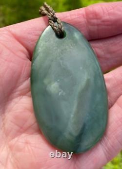 Hand Carved J Kerwin Maori Blue Inanga Greenstone Nephrite Jade Roimata Teardrop
