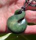 Hand Carved J Kerwin Maori Raukaraka Greenstone Nephrite Jade Eternity Twist