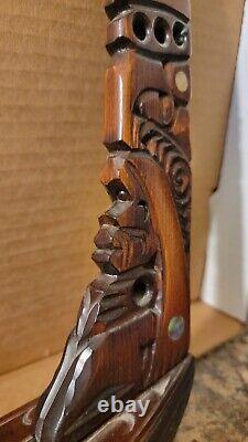 Hand Carved Long Wooden Canoe Made in New Zealand