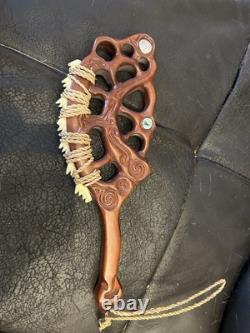 Hand Carved Maori New Zealand 12 Ceremonial Patu Paua Inlay Wood Club