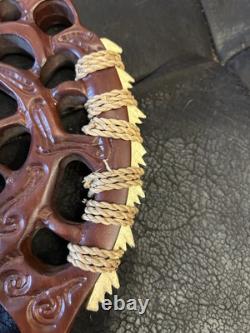 Hand Carved Maori New Zealand 12 Ceremonial Patu Paua Inlay Wood Club