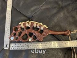 Hand Carved Maori New Zealand 12 Ceremonial Patu Paua Inlay Wood Club