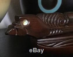 Hand Carved NZ Rimu Wood Waka Maori Warrior canoe