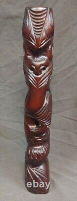 Hand Carved Native New Zealand Maori People Tribal Figure Statue Wood Carving