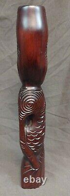 Hand Carved Native New Zealand Maori People Tribal Figure Statue Wood Carving