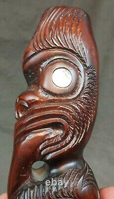 Hand Carved Native New Zealand Maori People Tribal Figure Statue Wood Carving