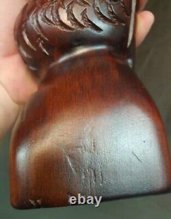 Hand Carved Native New Zealand Maori People Tribal Figure Statue Wood Carving