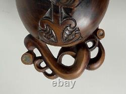 Hand Carved New Zealand Maori Waka Huia Totara Wood Treasure Box