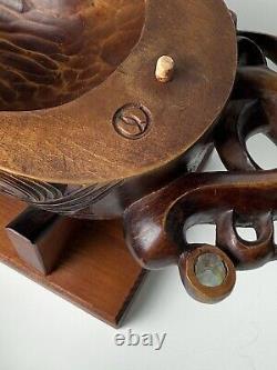 Hand Carved New Zealand Maori Waka Huia Totara Wood Treasure Box