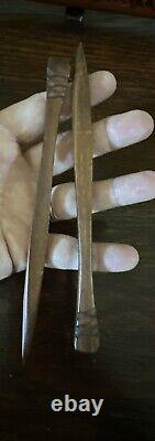 Hand Carved New Zealand Wood Waka Maori Warrior Canoe 2 Oars Inlay Signed NZ