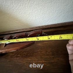Hand Carved New Zealand Wood Waka Maori Warrior Canoe 2 Oars Inlay Signed NZ