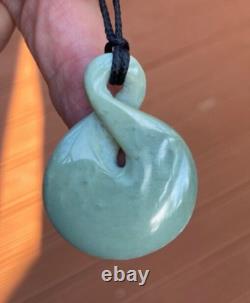 Hand Carved Nz Maori Inanga Greenstone Nephrite Jade Pikorua Eternity Twist