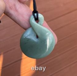 Hand Carved Nz Maori Inanga Greenstone Nephrite Jade Pikorua Eternity Twist
