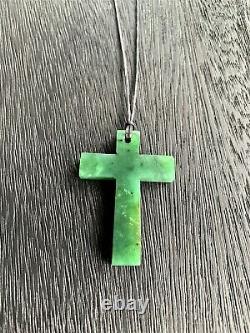 Hand Carved Pounamu Cross / NZ Greenstone Cross Necklace