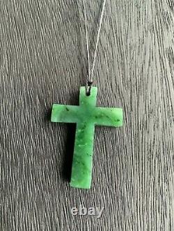 Hand Carved Pounamu Cross / NZ Greenstone Cross Necklace