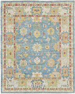 Hand Knotted Oushak Rug Washable Carpets 100% Handspun New Zealand Wool Size 5x8