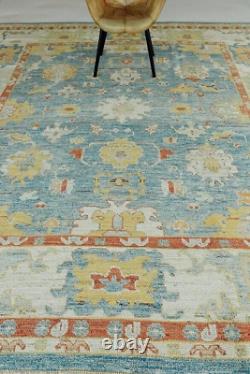 Hand Knotted Oushak Rug Washable Carpets 100% Handspun New Zealand Wool Size 5x8
