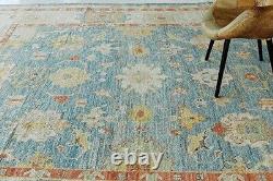 Hand Knotted Oushak Rug Washable Carpets 100% Handspun New Zealand Wool Size 5x8
