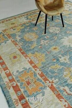 Hand Knotted Oushak Rug Washable Carpets 100% Handspun New Zealand Wool Size 5x8