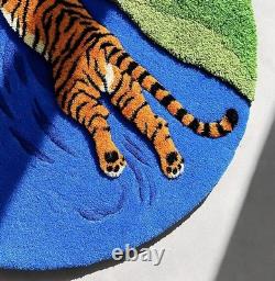Hand-Tufted Round Tiger Design Rug Jungle Collection 100% New Zealand Wool