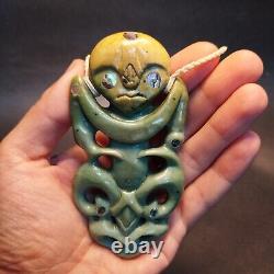 Hei Tiki Maori Art Inanga Pendant New Zealand Pounamu