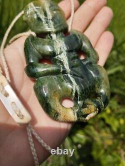 Hei Tiki Maori Art Inanga Tane Pendant New Zealand Pounamu