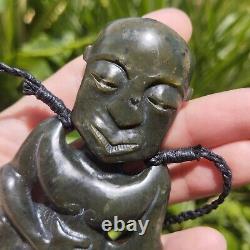 Hei Tiki Maori Inanga Tane Pendant Green Stone Necklace New Zealand Pounamu