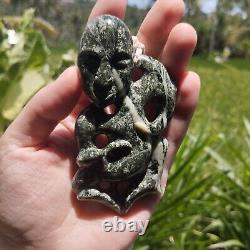 Hei Tiki Maori Inanga Tane Pendant Green Stone Necklace New Zealand Pounamu