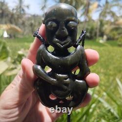 Hei Tiki Maori Inanga Tane Pendant Green Stone Necklace New Zealand Pounamu