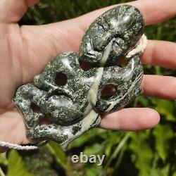 Hei Tiki Maori Inanga Tane Pendant Green Stone Necklace New Zealand Pounamu