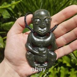 Hei Tiki Maori Inanga Tane Pendant Green Stone Necklace New Zealand Pounamu