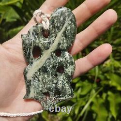 Hei Tiki Maori Inanga Tane Pendant Green Stone Necklace New Zealand Pounamu