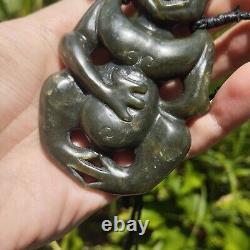 Hei Tiki Maori Inanga Tane Pendant Green Stone Necklace New Zealand Pounamu