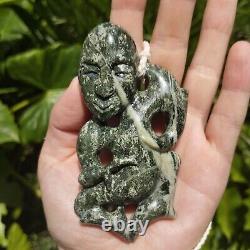 Hei Tiki Maori Inanga Tane Pendant Green Stone Necklace New Zealand Pounamu