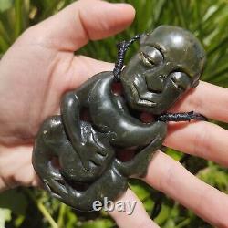 Hei Tiki Maori Inanga Tane Pendant Green Stone Necklace New Zealand Pounamu
