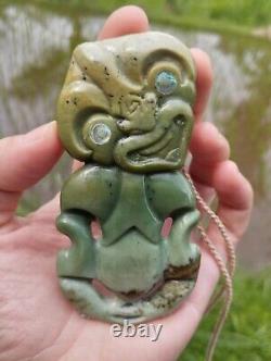 Hei Tiki Pendant Maori Art Jade Green Stone Necklace New Zealand Pounamu