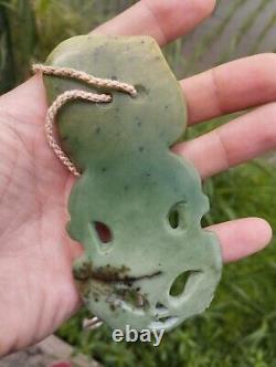 Hei Tiki Pendant Maori Art Jade Green Stone Necklace New Zealand Pounamu