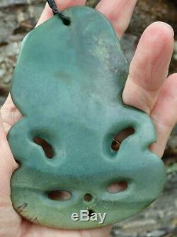 Huge Collectible Nz Blue Inanga Pounamu Greenstone Nephrite Jade Maori Hei Tiki