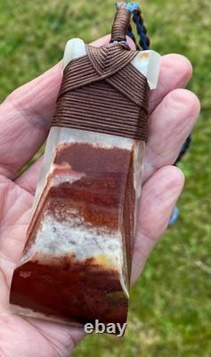 Huge Recycled Red Onyx Hand Carved And Bound Nz Maori Hei Toki Adze