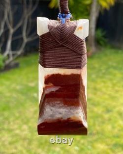 Huge Recycled Red Onyx Hand Carved And Bound Nz Maori Hei Toki Adze