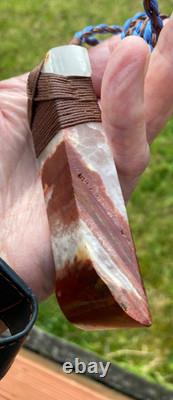Huge Recycled Red Onyx Hand Carved And Bound Nz Maori Hei Toki Adze