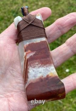 Huge Recycled Red Onyx Hand Carved And Bound Nz Maori Hei Toki Adze