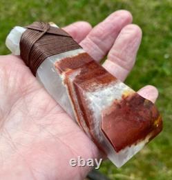 Huge Recycled Red Onyx Hand Carved And Bound Nz Maori Hei Toki Adze