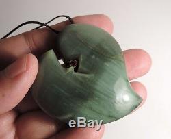 INANGA JADE Maori Pounamu NEPHRITE Greenstone+GEMSTONES CHATOYANT HEART PENDANT