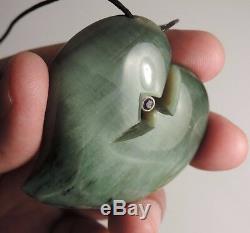 INANGA JADE Maori Pounamu NEPHRITE Greenstone+GEMSTONES CHATOYANT HEART PENDANT