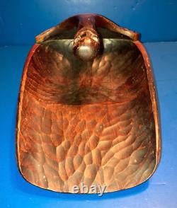 Incredible Beautiful Maori BOWL SCOOP 13 inches long New Zealand Hand Carved