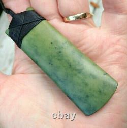 J Tainui Nz Greenstone Pounamu Nephrite Flower Jade Engraved Bound Hei Toki Adze